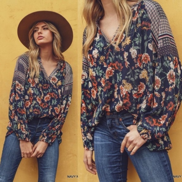 💥🔥CLEARANCE SALE⚡️🌟LAST ONE ☝️ FLOWER CHILD Boho Floral Blouse - Picture 3 of 4